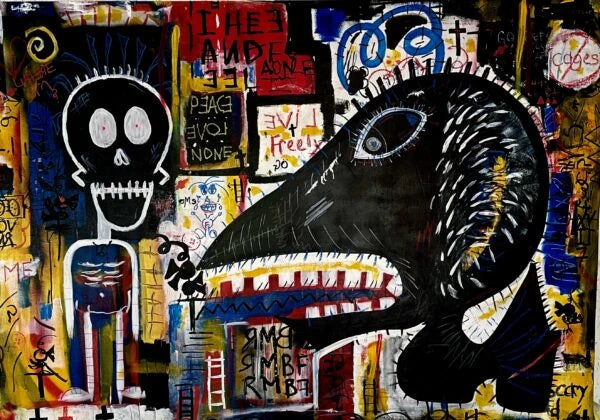 Big Giant Bird Watching The Dead Guy 74x56