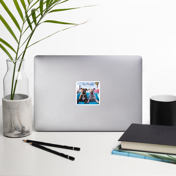 Just Married Pit Bull Stickers