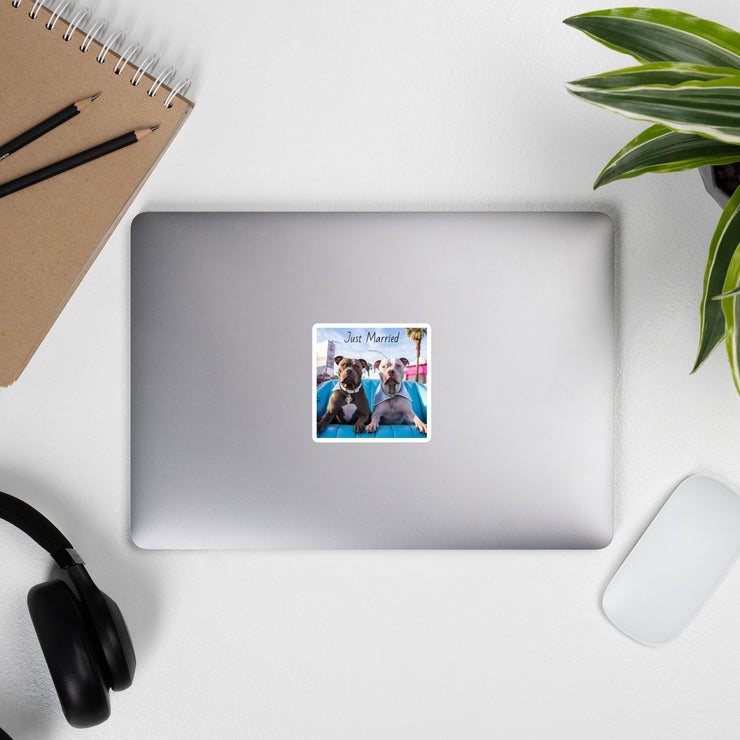 Just Married Pit Bull Stickers