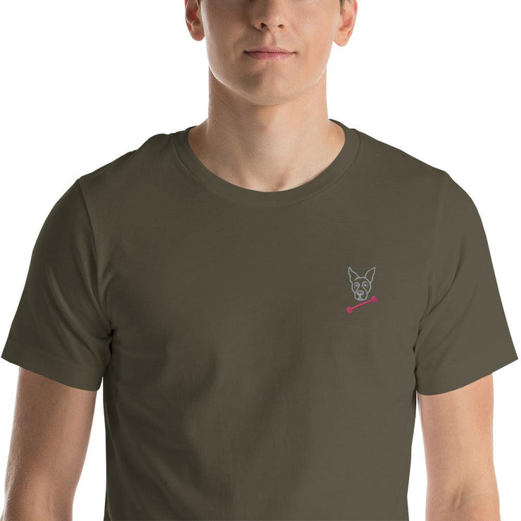 Bella Pink Bone Embroidered Logo Tee